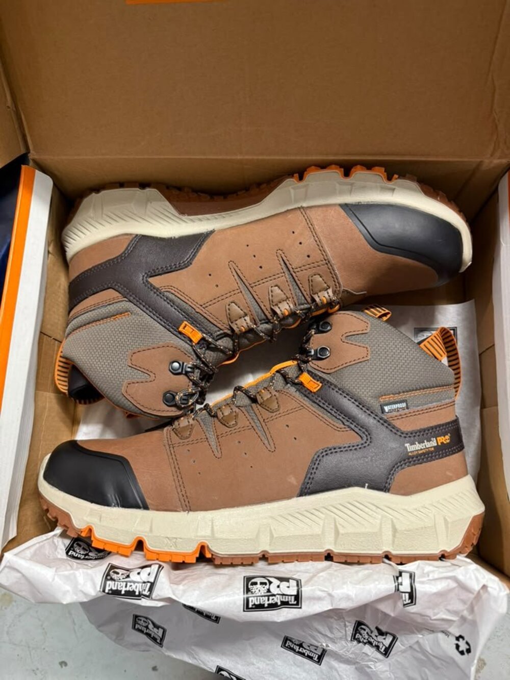 Timberland PRO Tempe 6” Waterproof Work Boots Men’s Size 14 Brown Orange